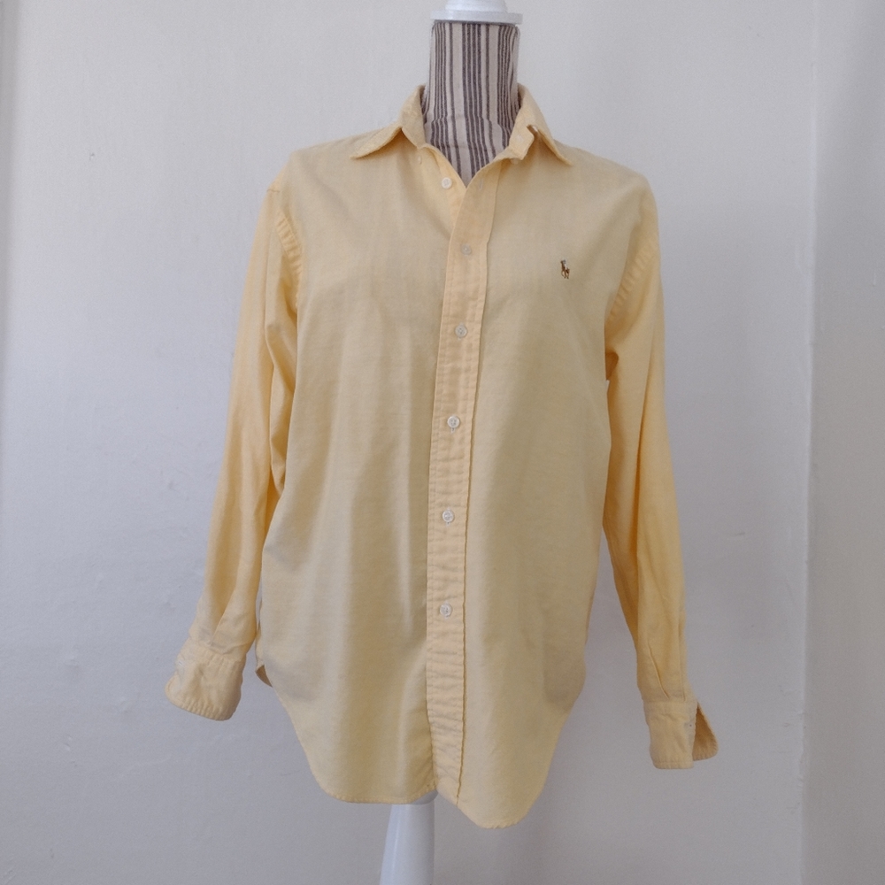 Ralph Lauren Vintage Yellow Oxford 100% Cotton Button Front Shirt Size 8
